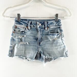 American Eagle Curvy High Rise Shortie Jean Denim Shorts Blue 00